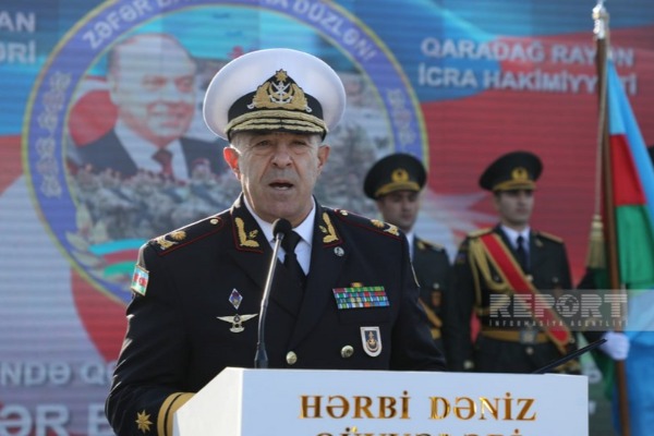 Hərbi Dəniz Qüvvələrində Zəfər Gününə həsr olunan təntənəli mərasim keçirilib